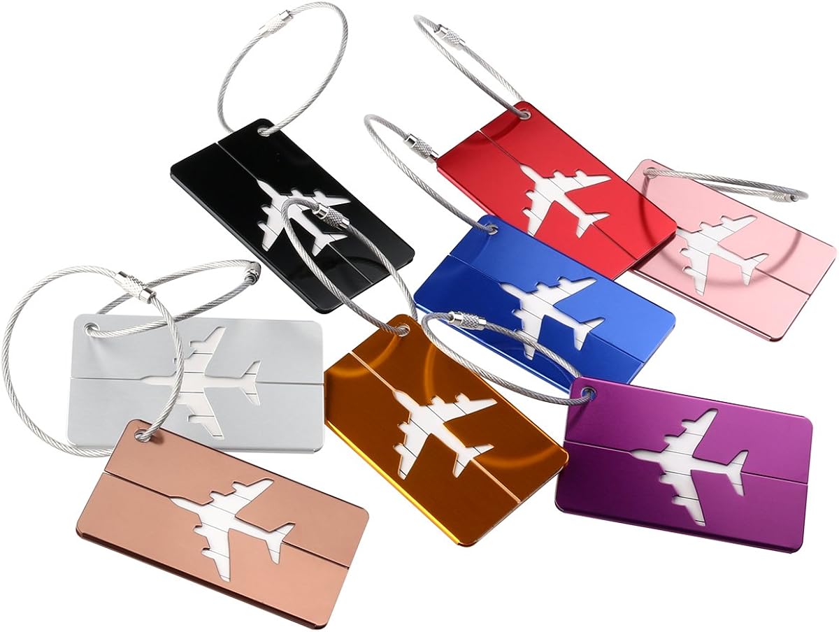 PIXNOR PIXNOR Metal Travel Luggage Tags Suitcase Tags with Strings Pack of 8, As Shown, 7.5cm4.5cm: Clothing