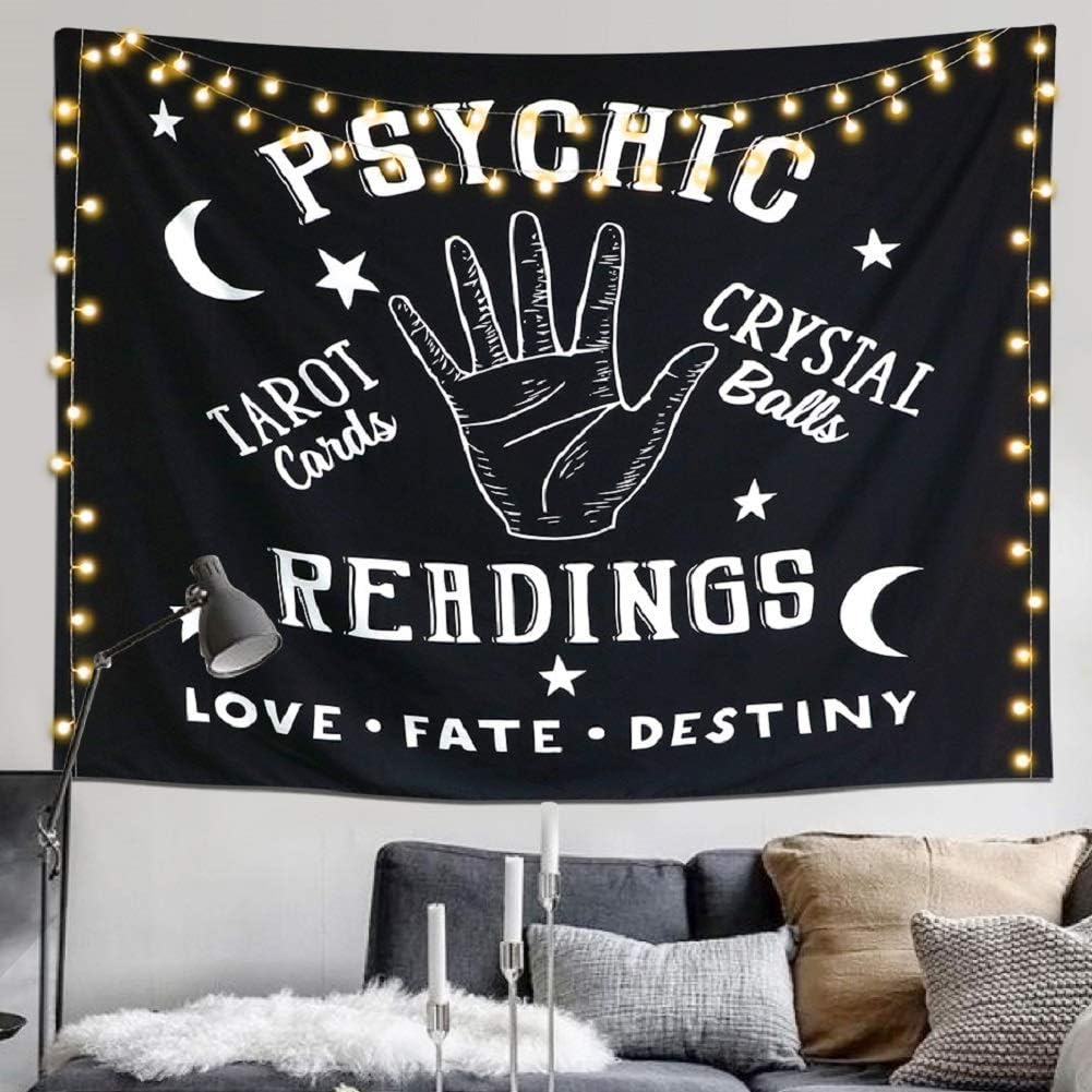 Tapestries - Alynsehom Tapestry Moon and Star Psychic Readings Black Mandala Halloween Decoration Wall Hanging Hand Bohemian Wall Blanket Bedroom Living Room Home Decors (51