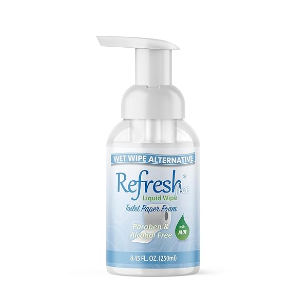 REFRESH LIQUID WIPE SENSITIVE SKIN TOILET PAPER FOAM – FREE FORMULA (ALCOHOL, FRAGRANCE & PARABEN FREE) – FLUSHABLE WET WIPE ALTERNATIVE – 250ML (8.45 OZ)