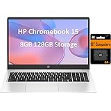 HP Chromebook 15 15.6" HD (Intel Pentium N6000, 8GB RAM, 128GB Storage (64GB eMMc + 64GB SD Card), UHD Graphics, Numeric KB)
