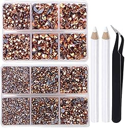 LPBeads 6400 Pieces Hotfix Rhinestones Rose Gold AB