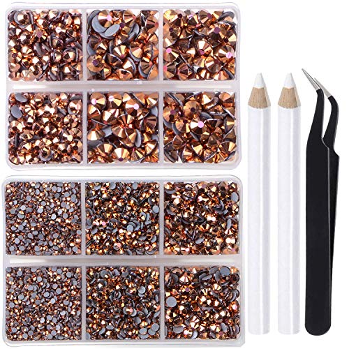 LPBeads 6400 Pieces Hotfix Rhinestones Rose Gold AB