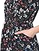 Allegra K Women's Button Down Floral Print V Neck 3/4 Sleeves Vintage Shirt Dress Large Dark Blue Long Sleeves