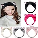 Mokde Mondge Cute Cat Ear Hair Band For Women Wash Face Makeup Running Sport, 5 Piece