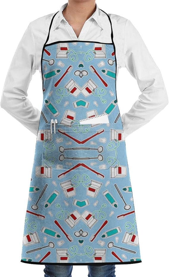 Cute Dentist Dental Hygienist Print Blue Unisex Chef Cooking Kitchen
