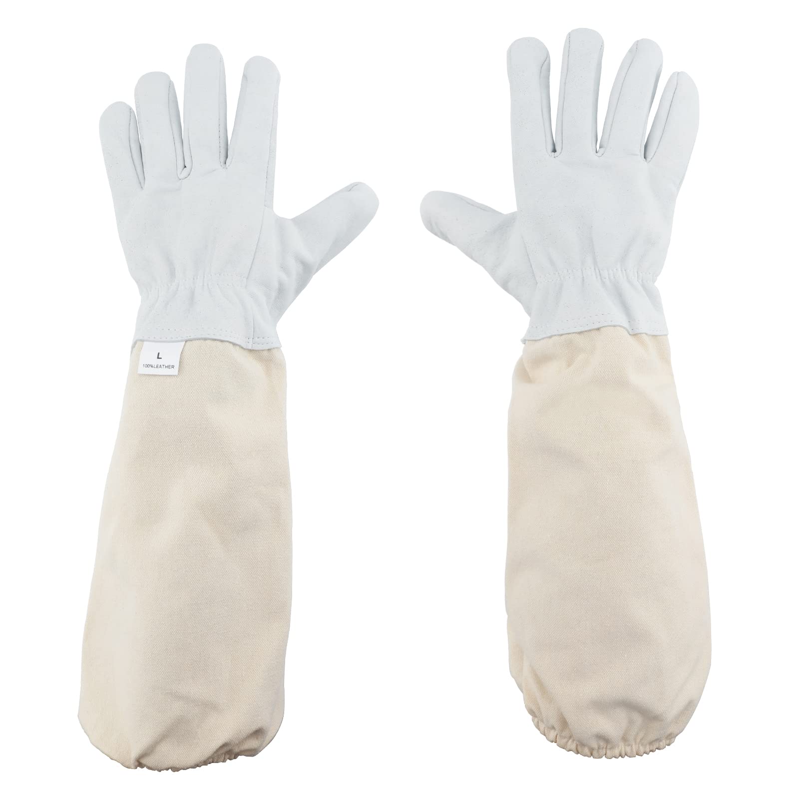 KINGLAKE Beekeeping Gloves Goatskin Large Protective Gloves for Beekeeper with Vented Sleeves, L
