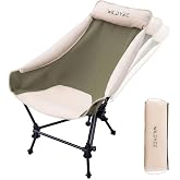 WILDYEE Folding Rocking Camping Chair with High Back, Carry Bag | Portable &amp; Lightweight, Padded Headrest, Aluminum Frame, 330 lb capacity, For Camping, Backpacking, Hiking, Fishing, Outdoor