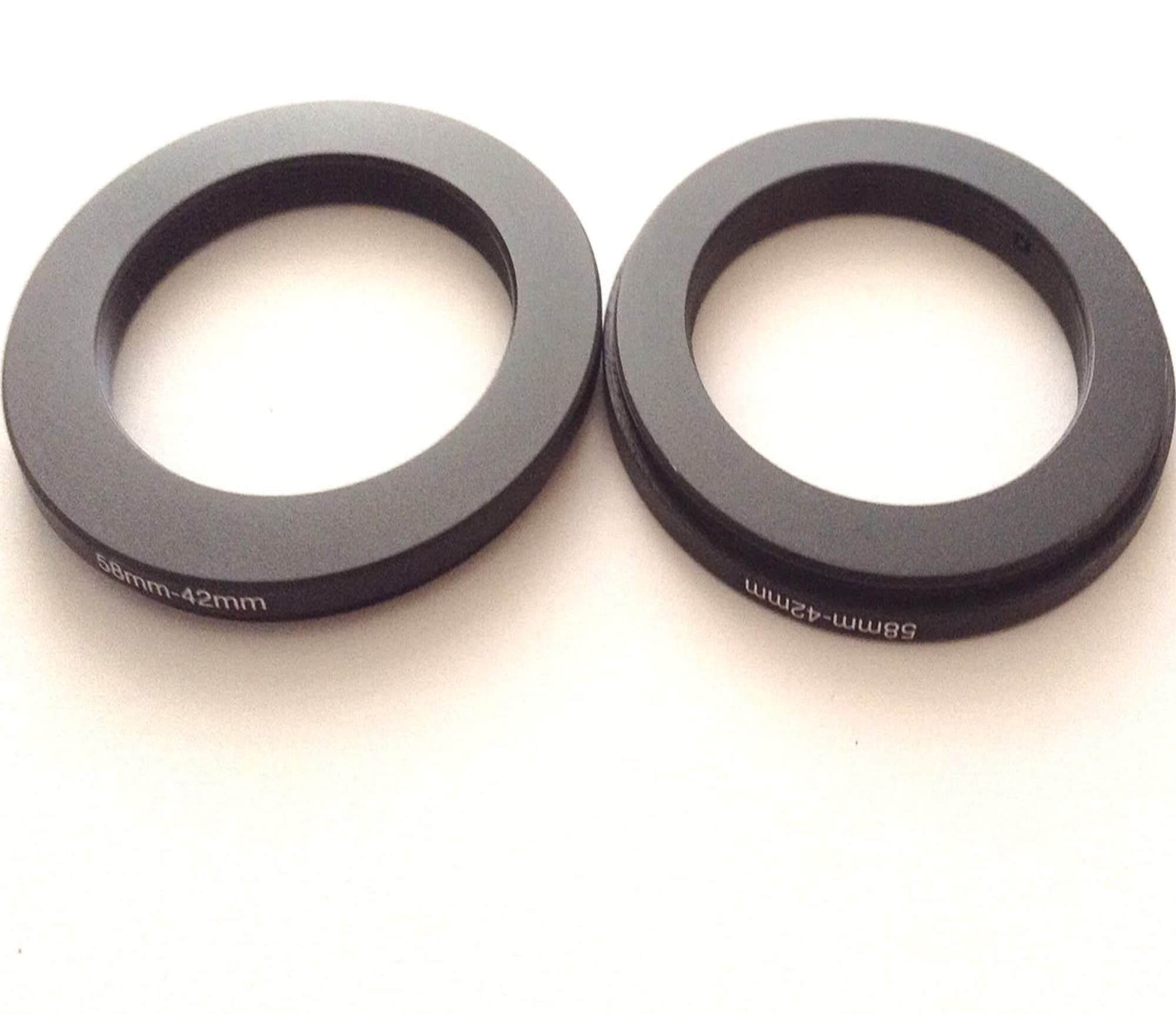 2x Metal 58-42mm Step-Down Rings D-SLR Video Digital Camera Lens Connect-ion Size 58mm To 42mm Filter Aperture Adapter Circle Screws Photo Picture View Fix-ed Connector Photograph Parts Accessories