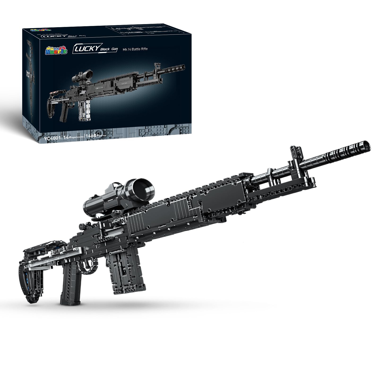 Photo 1 of Nueris 1:1 MK14 Building Blocks Gun Sets - 1468 PCS Model Guns Collection Toy Building Bricks Sniper Set Shootable - Simulation Militarily Toy Lovers for Kids and Adults Gift