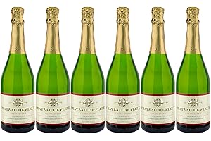SAWTOOTH Chateau De Fleur Non-alcoholic Sparkling Wine Champagne Champagnette with Chromacast Phone Grip, Seasonal Wine Pairings & Recipes, 6 Pack