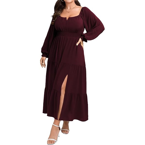 fitted lace wedding dress Women's Burgundy Maxi Velvet Dress Long Sleeve Lace V Neck Empire Waist  Ruffle A-Line Flowy Maxi Dress at Amazon Women's Clothing store