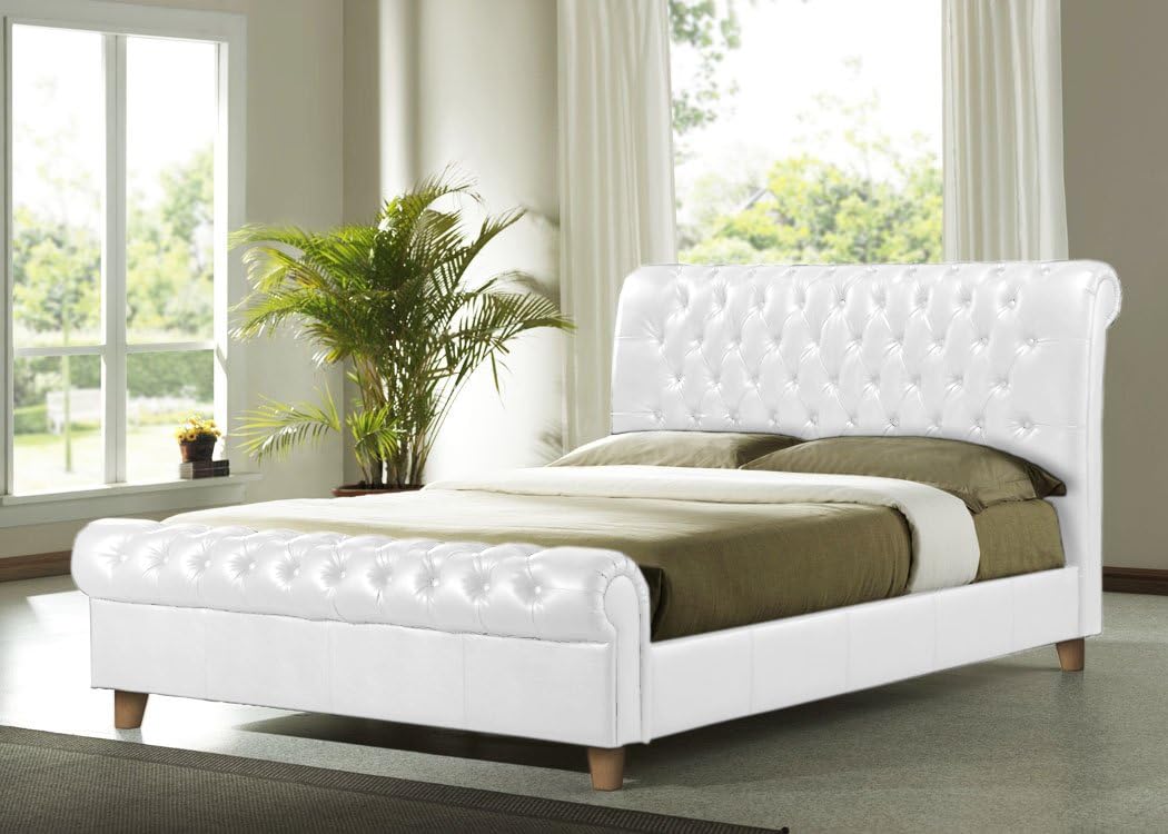 Richmond 6FT Super King Size White Faux Leather Bed Amazon.co.uk