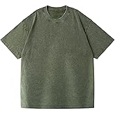 Men's Oversized T-Shirts Heavy Loose Fit Vintage Washed Tee Unisex Cotton Short Sleeve Casual Shirts Tee Tops