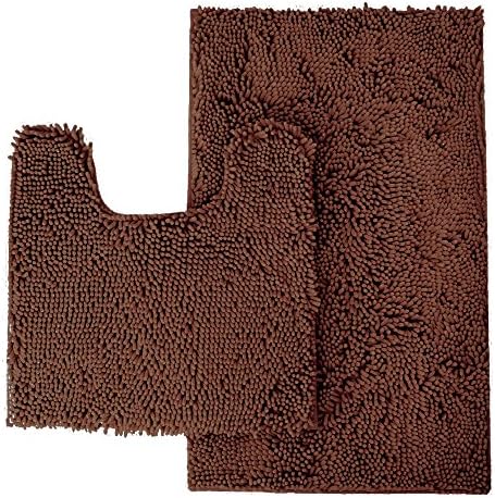 CHESEY Microfiber Bathroom Rugs Mat Set 2 Piece with Contour Toilet Mat Non Slip