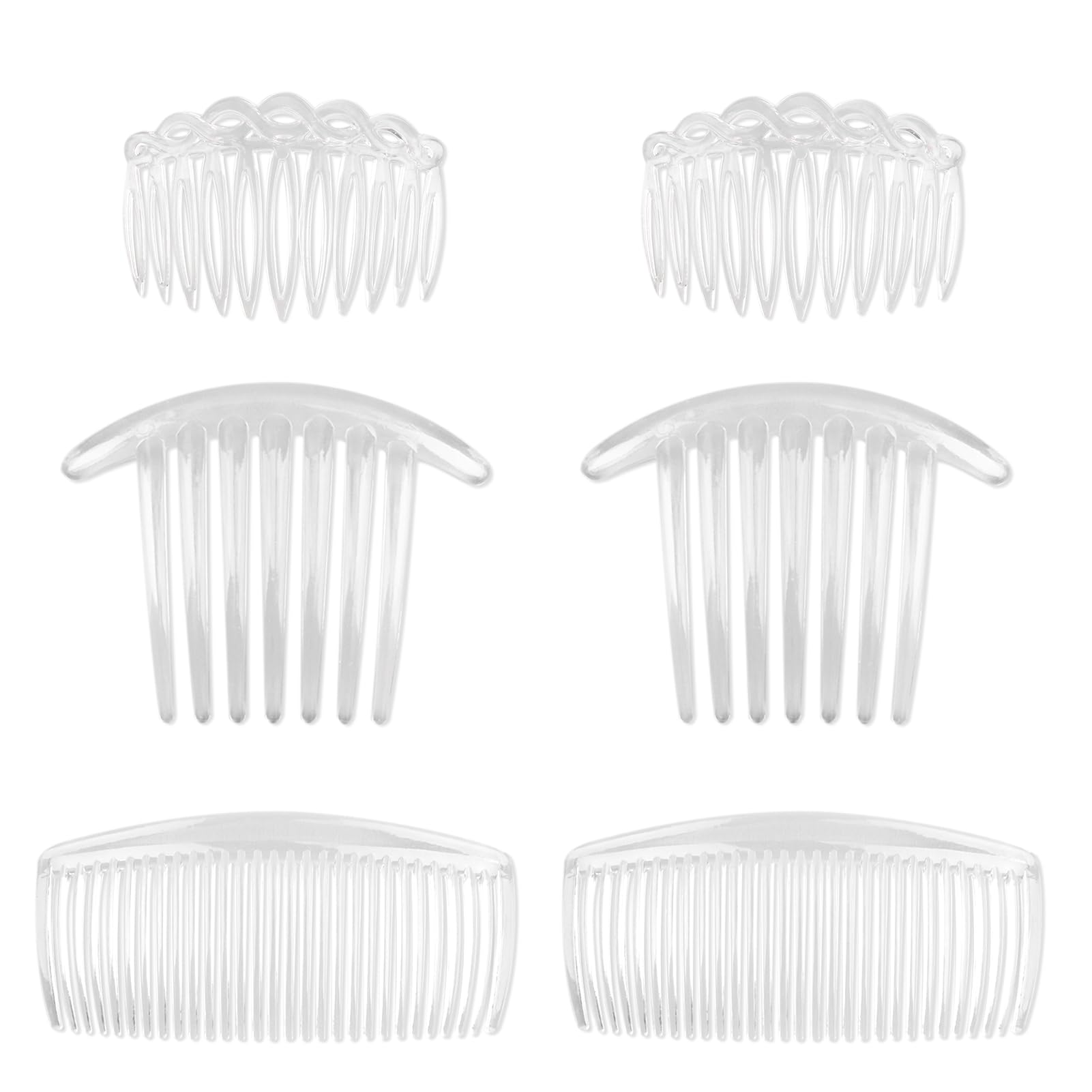 6 Pcs Plastic French Twist Side Combs Strong Hold Twist Teeth Slides Combs Hair Clips Accessories Clear Comb Set for Women Ladies Girls Thick Fine Hair Wedding