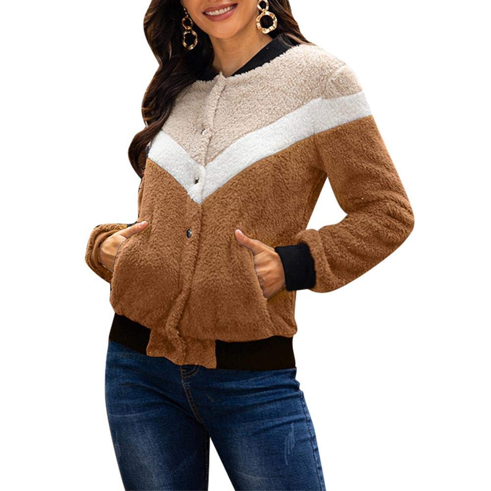 Buy Bebig Women Fleece Splicing Color Coat European Button Jacket Outfits Khaki Xl At Amazon In