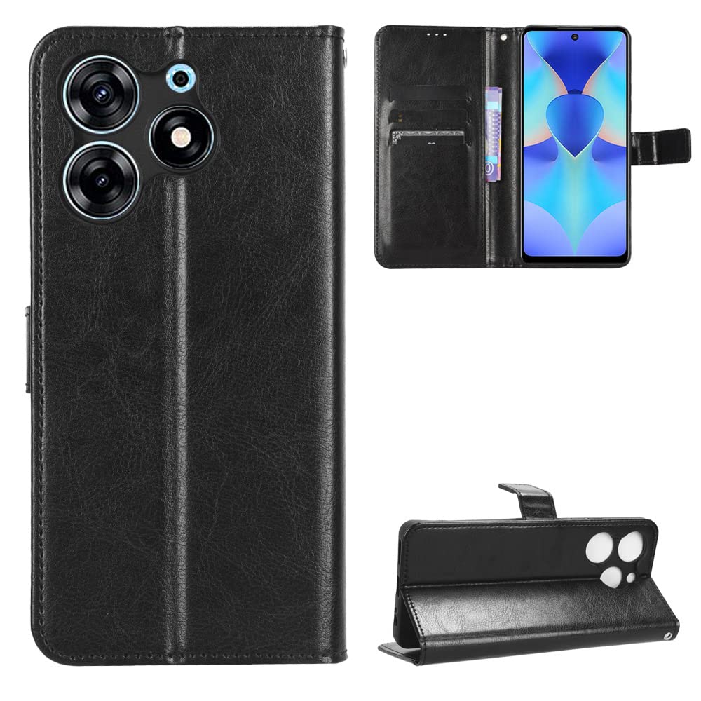 BellaCase Tecno Spark 10 Pro Case [Wallet Case] [Kickstand] [Card Slots] [Magnetic Flip Cover] Compatible with Tecno Spark 10 Pro Smartphone(Black)