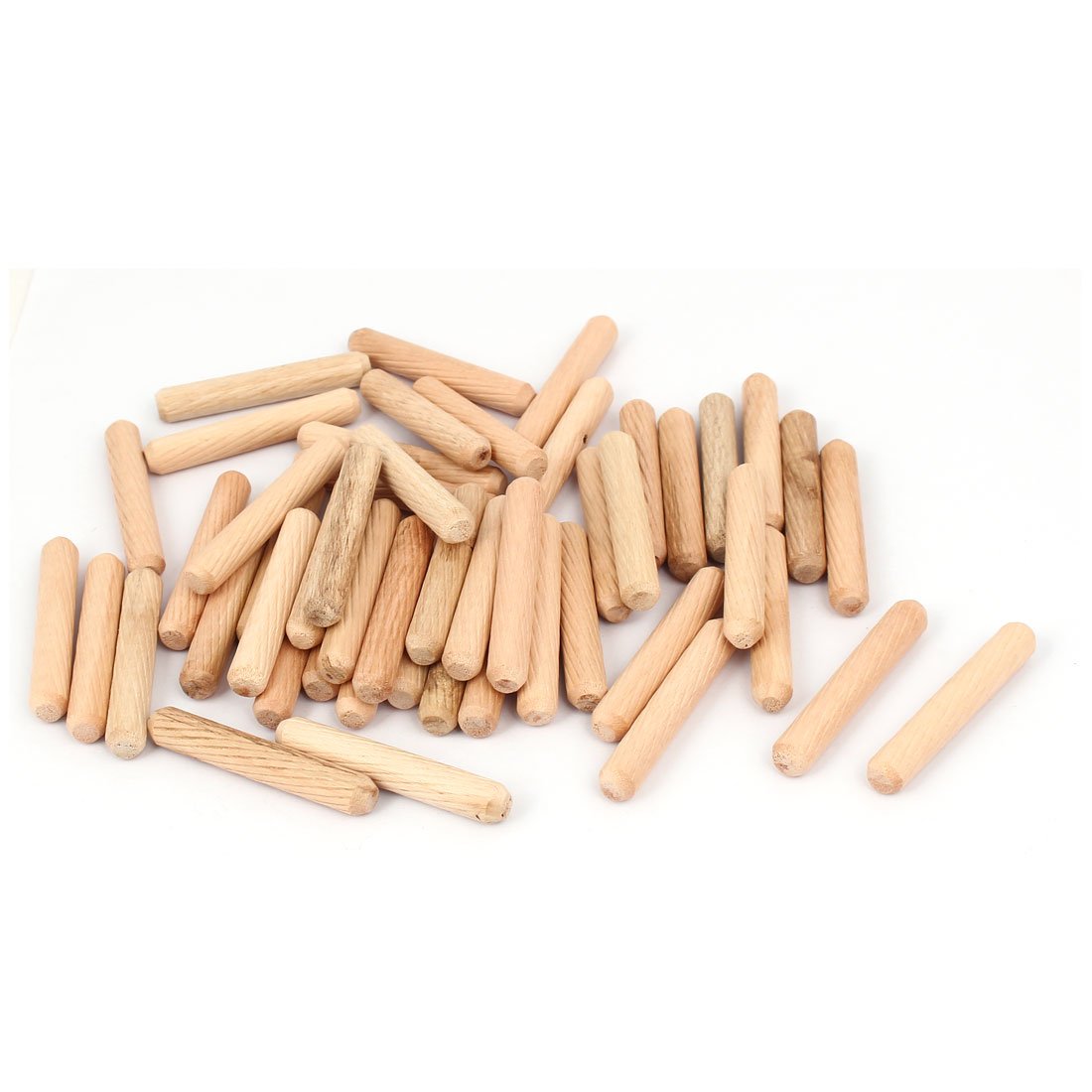 Sourcingmap a16080100ux0162 Cabinet Drawer 8mm x 50mm Round Fluted Wooden Craft Dowel Pins Rods 50 Pcs, Light Brown, Set of 50 Pieces