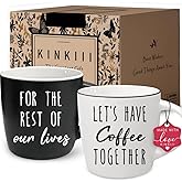 Let’s Have Coffee Together for The Rest of Our Lives Romantic Couples Mugs Set , Anniversary Engagement Wedding Gifts for Him Her, Bride and Groom Newlywed Bridal Shower, Christmas, Valentine’s,13oz