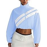 INKEEP Women's Cropped Athletic Jacket Zip Up Lightweight Sun Protection Hiking Tops Long Sleeve Workout Jacket