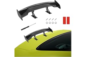 Augeny Car Mini Spoiler Wing, 9.8 Inch Carbon Fiber Car Rear Tail Wing Without Perforation, Universal Auto Mini Tiny Trunk Spoiler, Vehicle Exterior Decor Accessories for Men Women (Black)