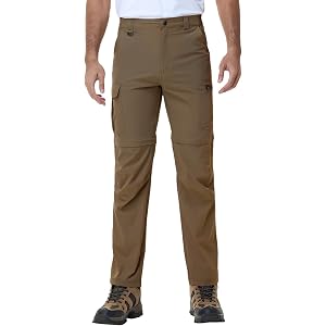Men’s Hiking Pants Convertible Cargo Lightweight Quick Dry Waterproof Zip-Off Tactical Pants for Fishing Travel Climbing Work