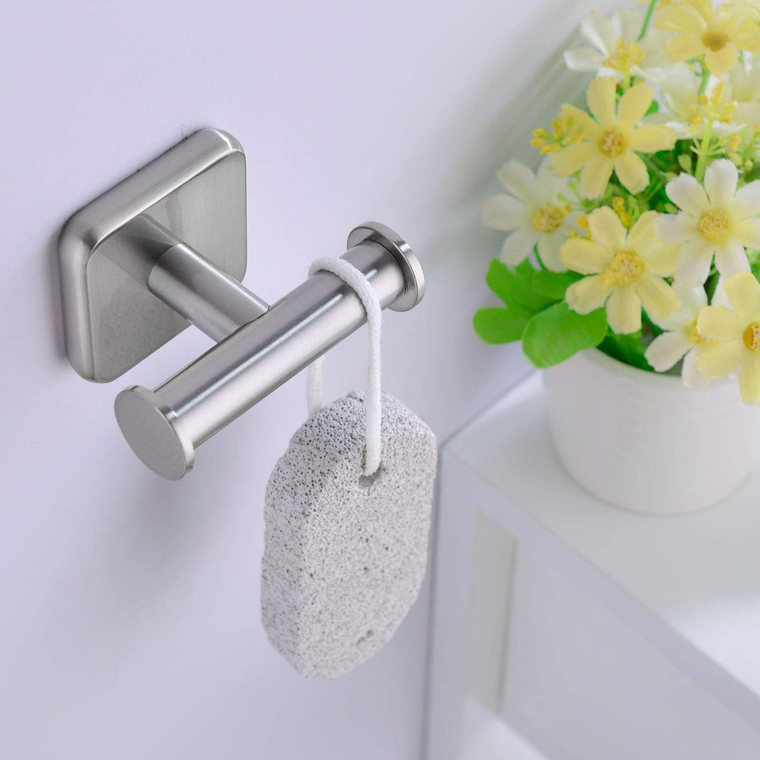 HANEBATH 4-Piece Bathroom Hardware Accessories Set Complete, Brushed Nickel, Wall Mounted Towel Bar, Towel Ring, Toilet Paper Roll Holder, Robe Hook: Home & Kitchen