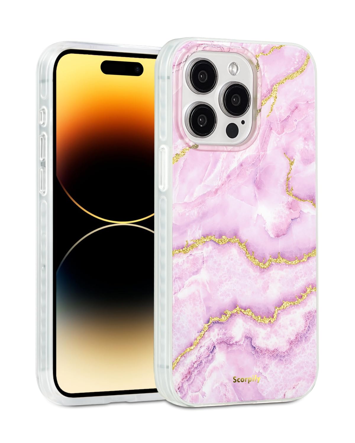 SCORPIFY for iPhone 15 Pro Max Case [Compatible with MagSafe] with Pink Gold Marble Design, Cute Magnetic Phone Cover for Women Girls, [Non Yellowing] Slim Bumper with Gold Accents — image 1