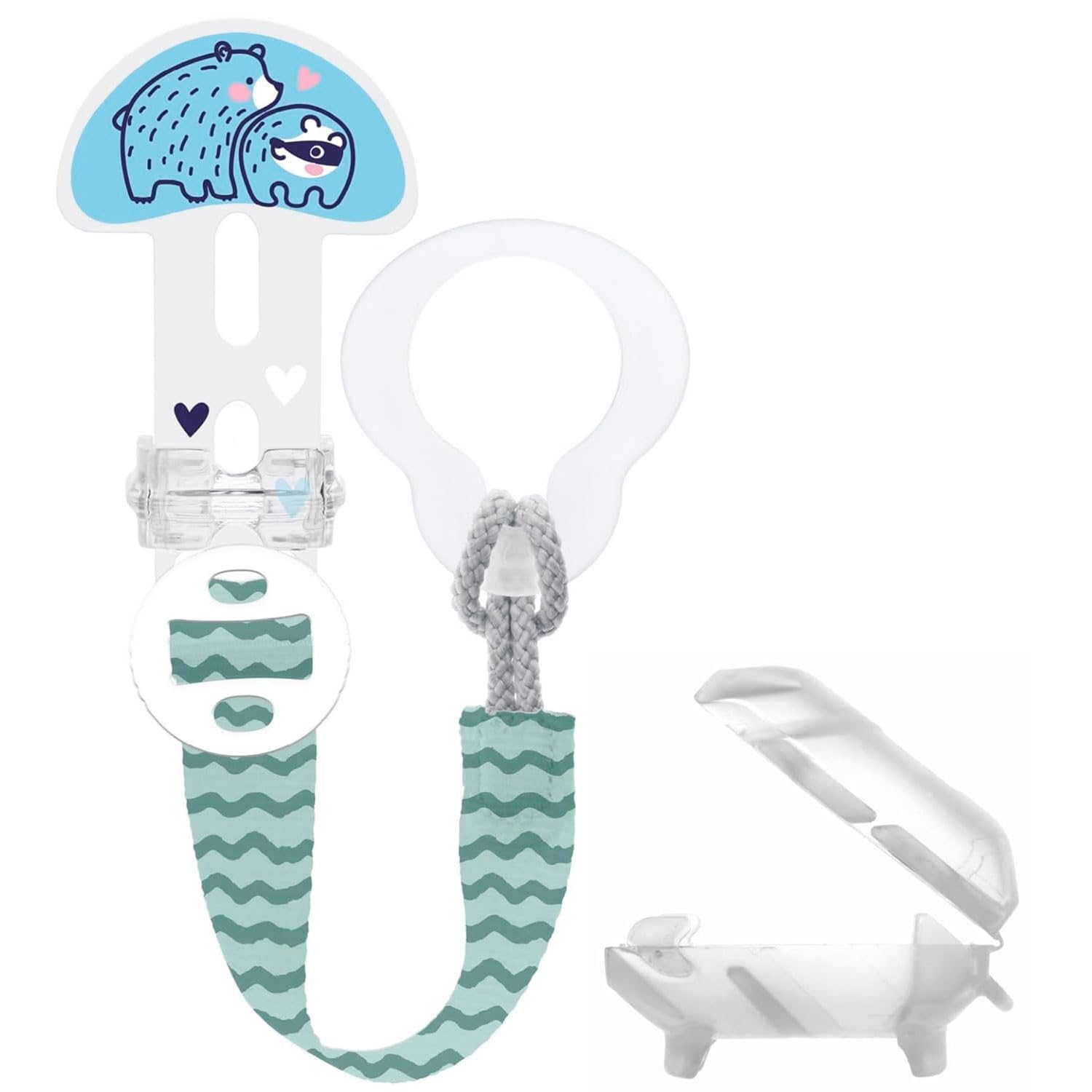 Verdes Mam Pacifier Clip, Pacifier Tape with Protective Pack, Adjustable Length, Washable