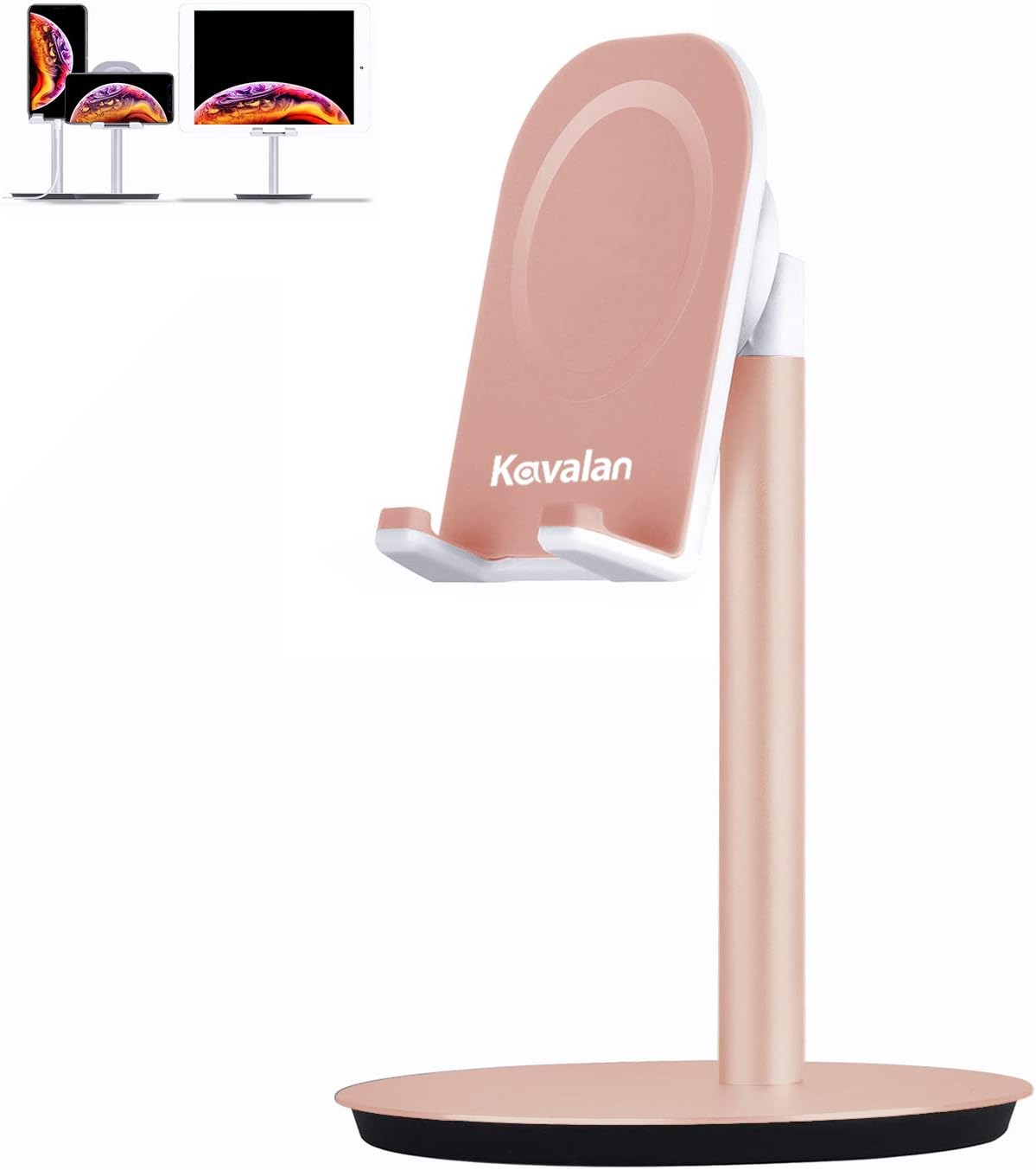 Kavalan Adjustable Tablet Stand, Aluminum Desktop Cellphone Stand Holder Dock for iPhone iPad Pro Kindle Switch and Tablet (up to 10.5 inches), Multi Angle & Ergonomic Height Design (Champagne Gold)