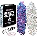 Silver Holographic Face Glitter ✮ HITOP Body Glitter ✮ 20g Festival Chunky Glitter with Gel, Cosmetic Face Body Hair Nails (Silver & Purplish Blue)
