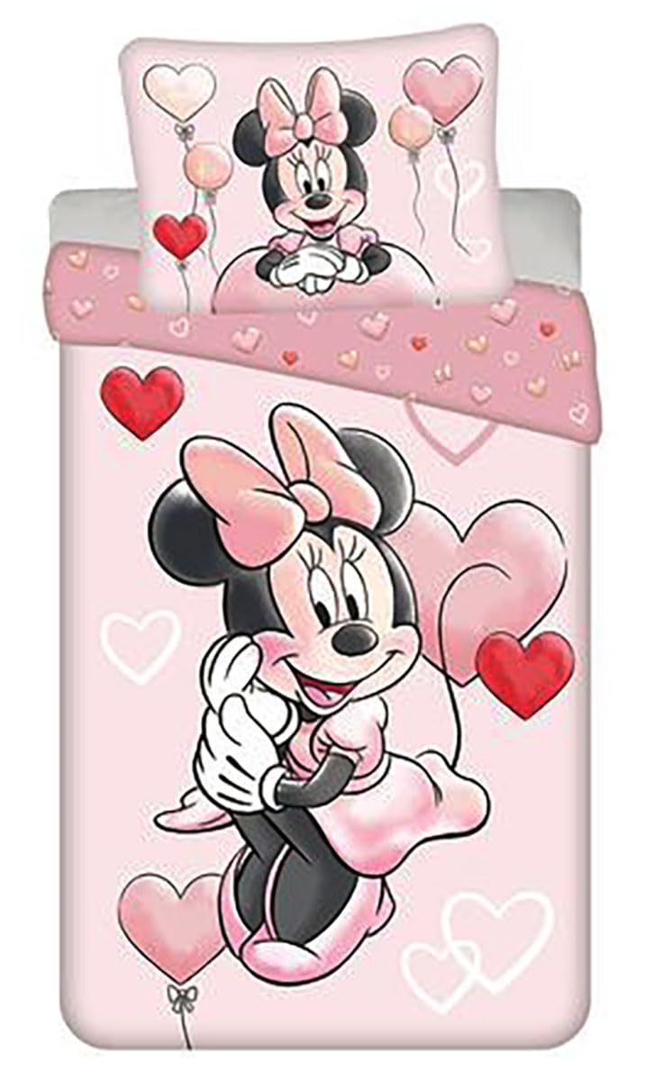 Disney Minnie Balloon Bedding Set, 100% Cotton, Duvet Cover 140 x 200 cm + Pillowcase