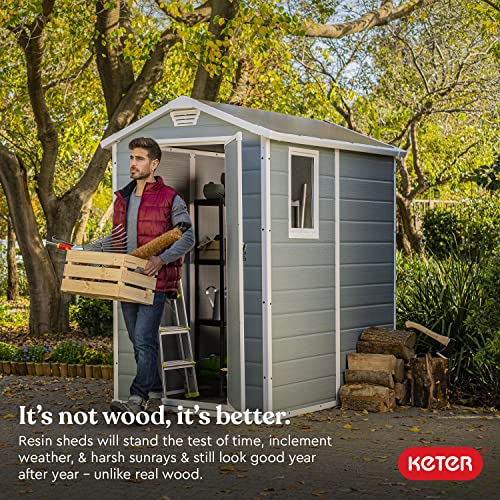 Keter Manor 4x6 Resin Outdoor Storage Shed KitPerfect to Store Patio