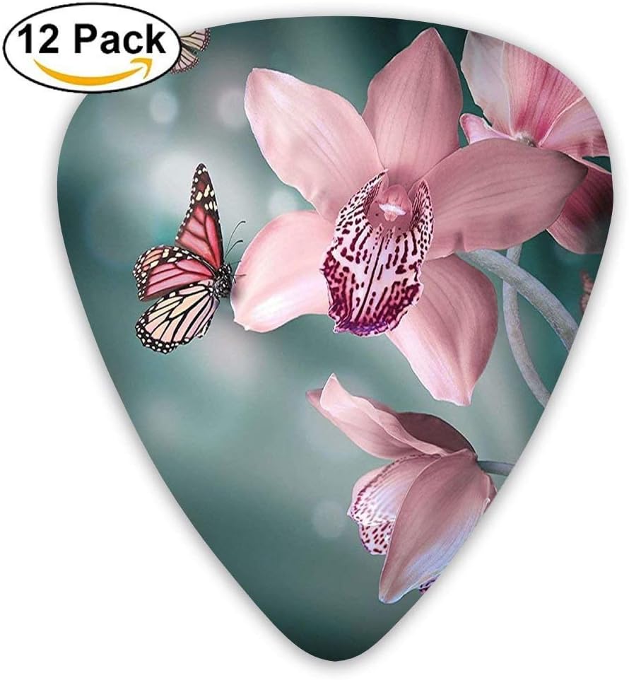Orchid Flower With Butterfly Soft Fresh Spring Nature Guitar Picks 12/Pack