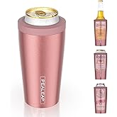 4 in 1 Insulated Slim Can Cooler for 12 OZ Cans and Beer Bottle - Keep 8 Hours Cold, Easy to Hold - Stainless Steel Can Holder, Double Walled Can Insulator for Hard Seltzer and More (Rose Gold)