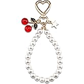 SUDIKUB Cherry Keychain Cute Purse Charms Charm Chain For Kindle Pearl Keyring Bag Charms For Handbags Backpacks Keys Birthday Gifts Christmas Gifts