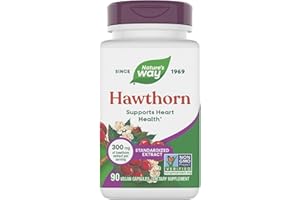 Nature's Way Hawthorn, Standardized Extract, Support Heart Health*, Standardized to 1.8% Flavonoids, Non-GMO Project Verified, Vegan, 90 Capsules (Packaging May Vary)