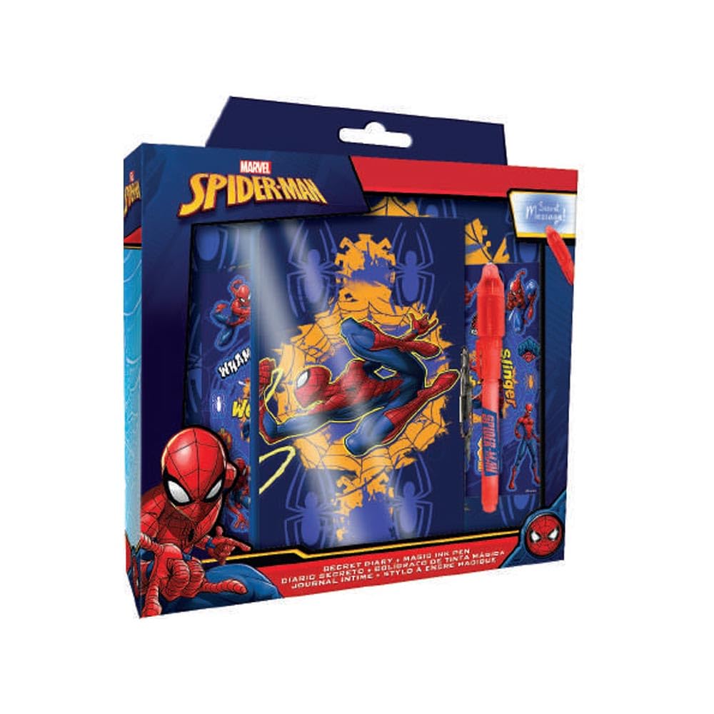 SPIDER-MAN Spider-Man Writing Set, Multi-Colour, Diary Set with Lock and Magic Pen