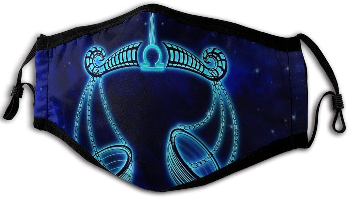 Hngchangji Zodiac Signs Libra Unisex Adult Kids Earloop Face for Travel Cycling Anti Dust Face Cover Black