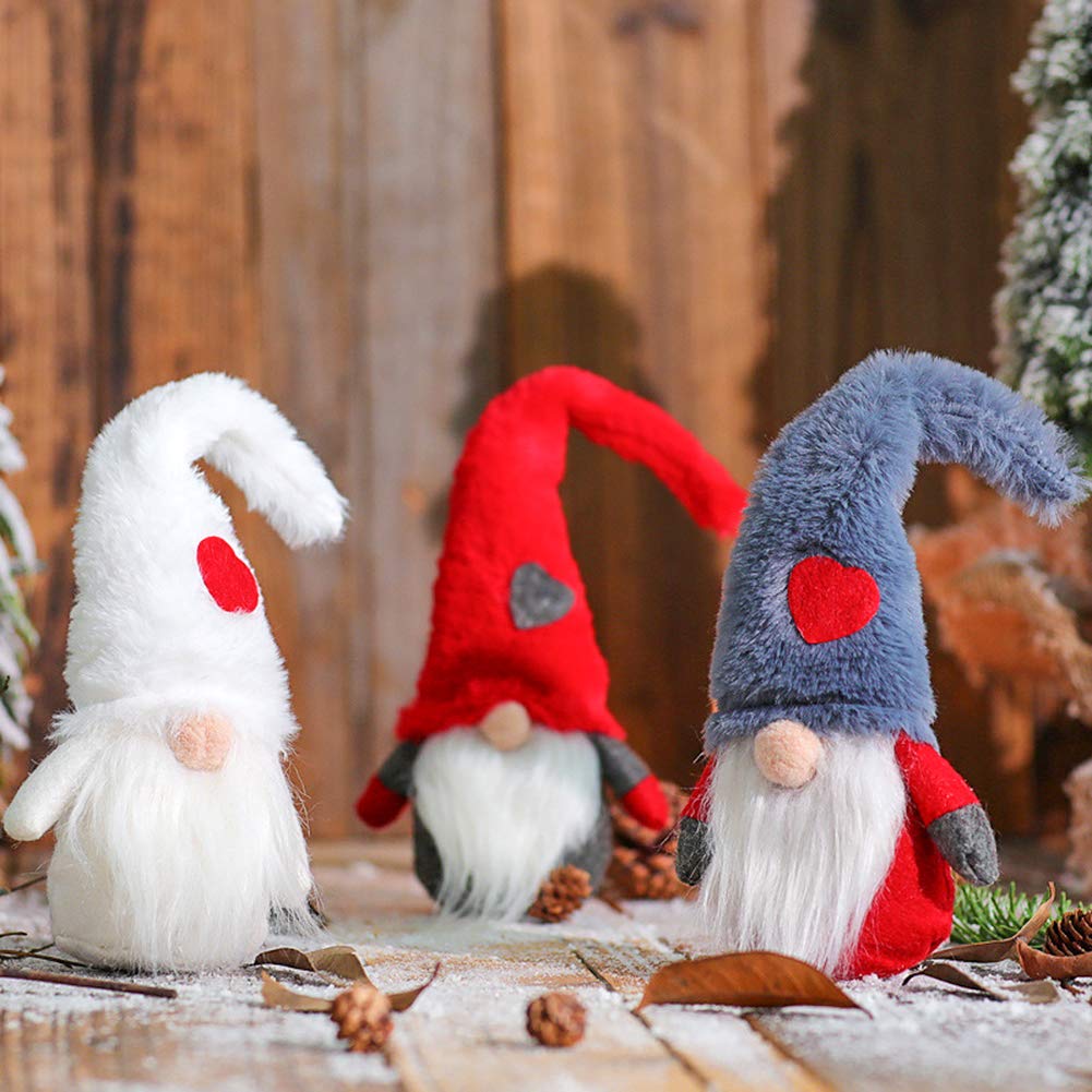 FuturePlusX Swedish Santa Gnome Plush, 3PCS Handmade Scandinavian Tomte Santa Scandinavian Gnome Plush Heart for Christmas Santa Decoration Table Decor