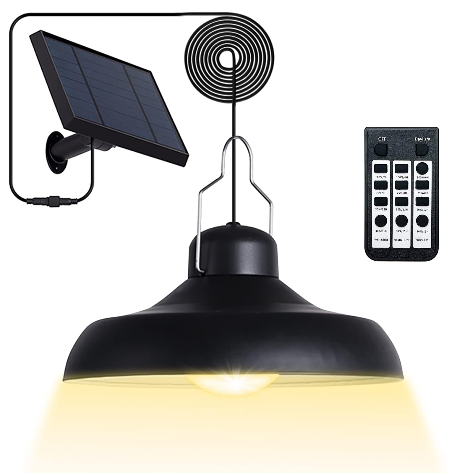Photo 1 of Solar Pendant Light Outdoor - Solar Shed Light Indoor 3000K 4500K 6500K with Remote Control Outdoor Lights,IP65 Waterproof Solar Indoor Lights for Garden,Chicken Coop,Gazebo,Barn