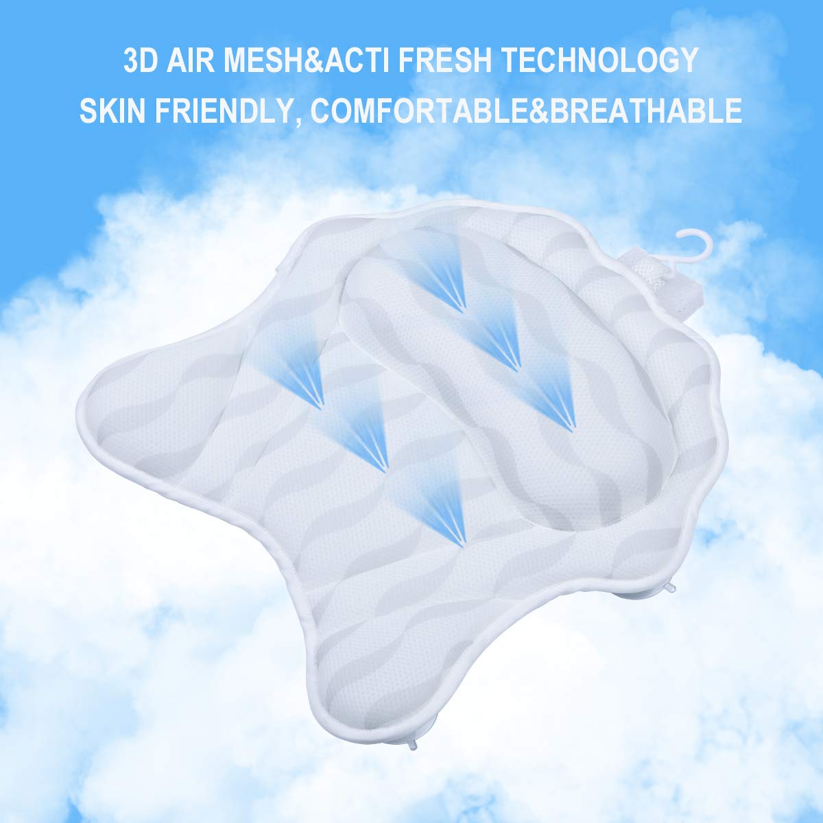 Bath Pillow, SurSoul Luxury Bathtub Pillow with Large Non-slip Suction Cups, Quick Dry Spa Pillow, Bath Neck Pillow for Tub : Beauty