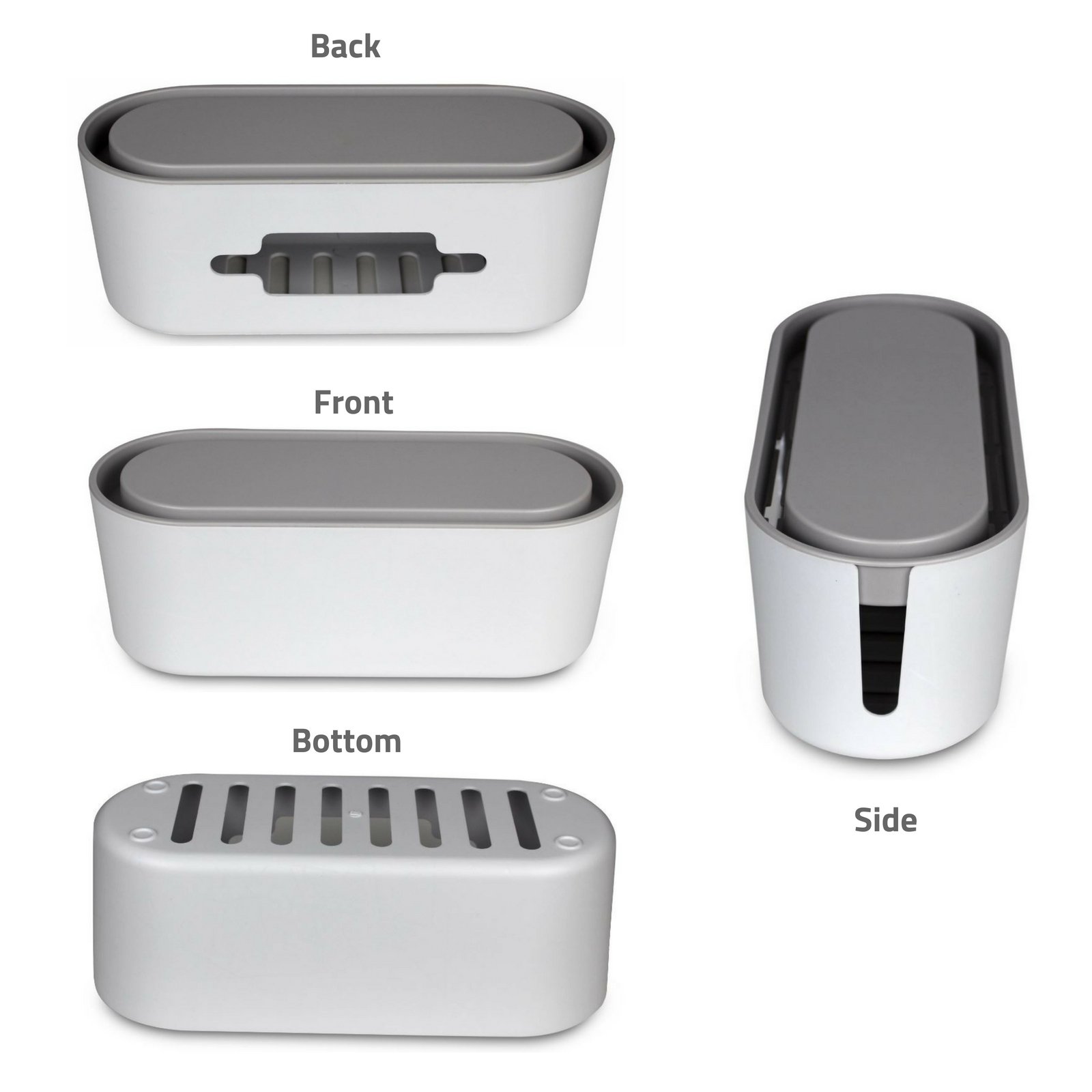 Bins & Things Kabelmanagement-Box und Mehrfachstecker-Organisator (weiß) USB, Computer, Netzwerk, Ladekabel | Haus- und Büroorganisation (Klein)