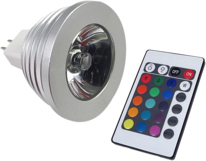 LemonBest® MR16 MultiColor Changing LED Bulb with 24 Key Remote, 12V
