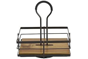 GOURMET BASICS BY MIKASA Mikasa Gourmet Basics Nova Acacia Wood Rotating Condiment Caddy, Black, 8.75-Inch