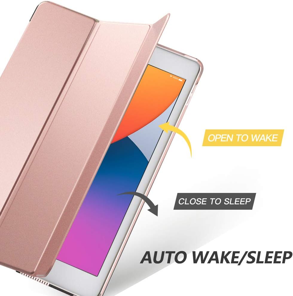 MoKo Case Fit New iPad 8th Gen 2020 / 7th Generation 2019, iPad 10.2 Case - Slim Smart Shell Stand Cover with Translucent Frosted Back Protector for iPad 10.2", Rose Gold(Auto Wake/Sleep): Computers & Accessories