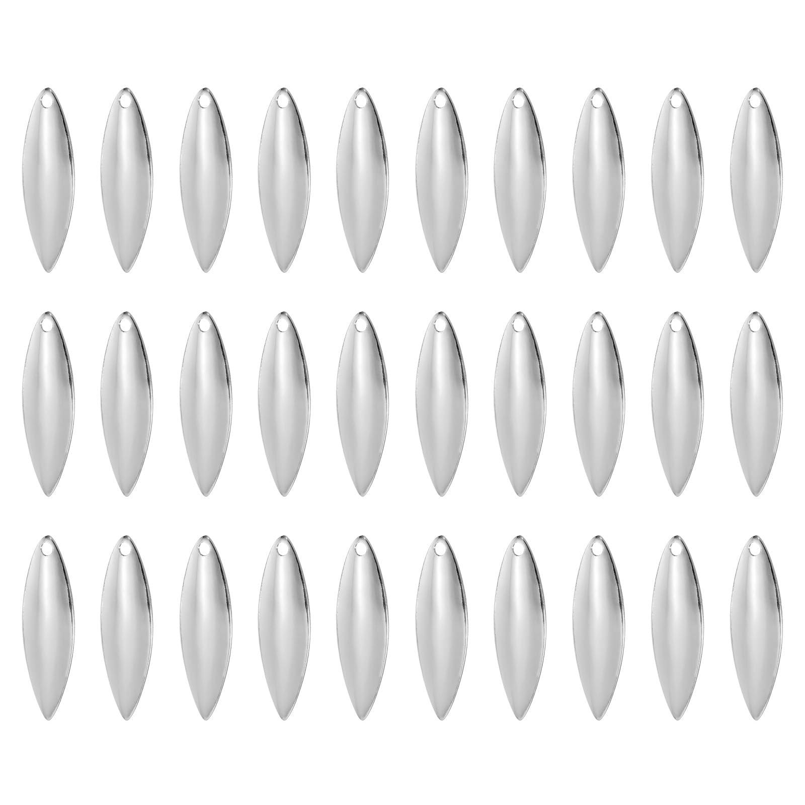 PATIKIL Fishing Lure Blades 1.3x0.4",30 Pack Willowleaf Lure Making for DIY Bait, Silver