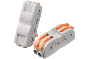 MAVIDAY 25Pcs Lever Wire Connectors Nuts, Wire Connectors 2 Conductor Compact Splicing, 2 Circuit Inline Splices, 28-12 AWG, SPL-2