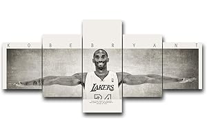 TUMOVO Star Kobe Bryant Wall Art for Living Room Basketball Home Decor Canvas Black White Pictures Lenticular House Decorations LA Lakers Mourning Artwork Paitings Framed Posters and Prints -50''Wx24''H