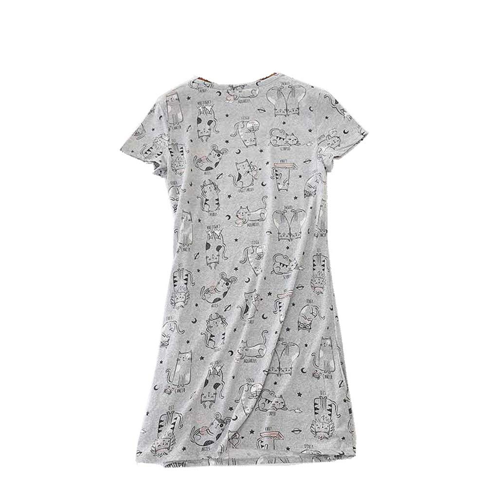 ENJOYNIGHT Womens\' Short Sleeve Nightgown Print Sleep Dress Cute Sleepwear (X-Large, Cat)